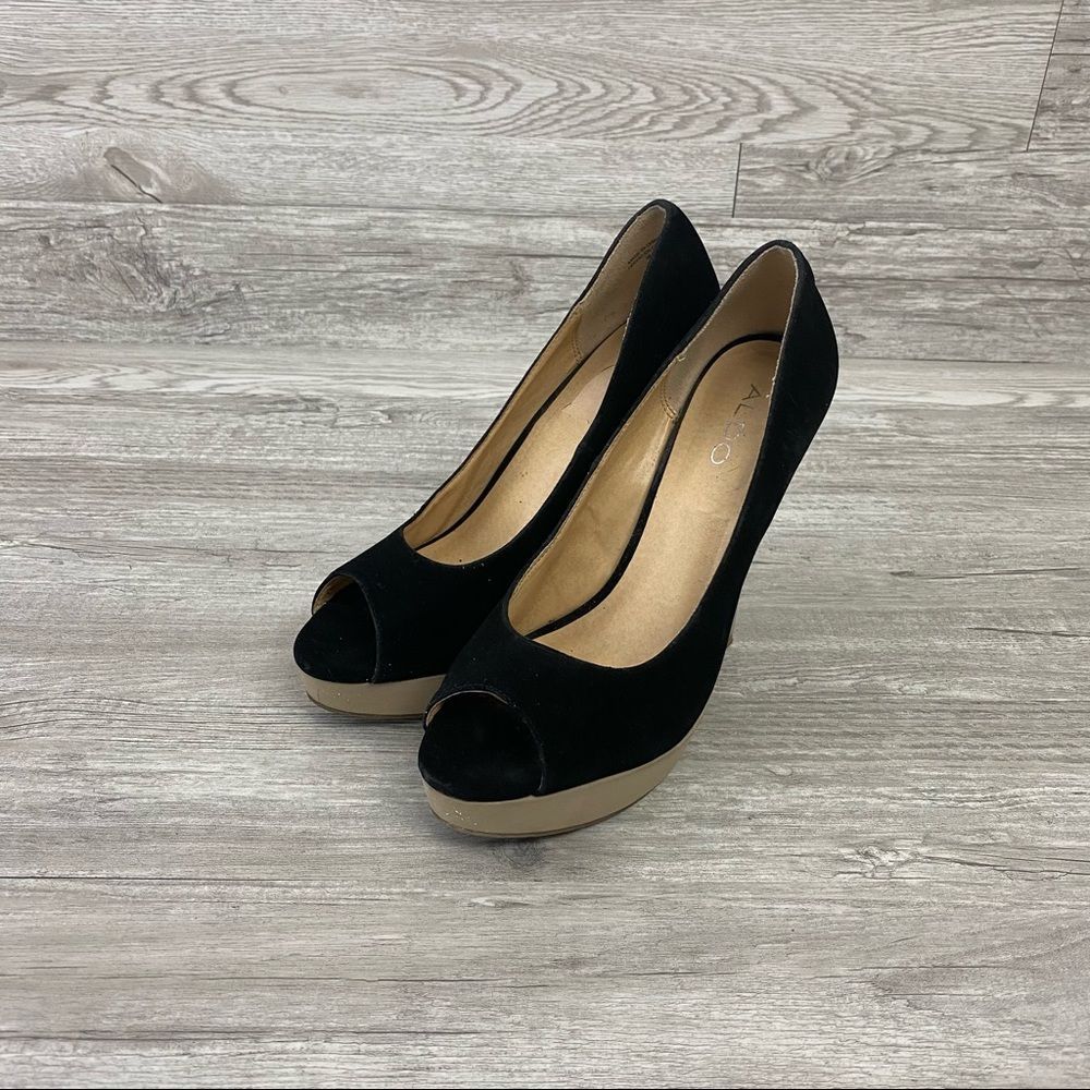 Ado Mackall Black Suede Platform Pumps